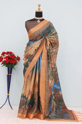 Mysore Silk Digital Print MultiColour Saree With Unstiched Blouse Piece-MPHMS-20-MULTI